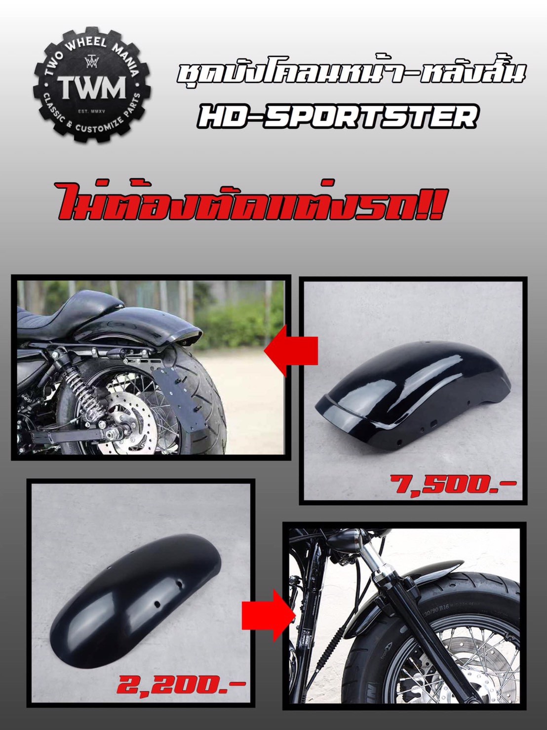ชุดบังโคลนหน้าสั้นหลังสั้น Sportster